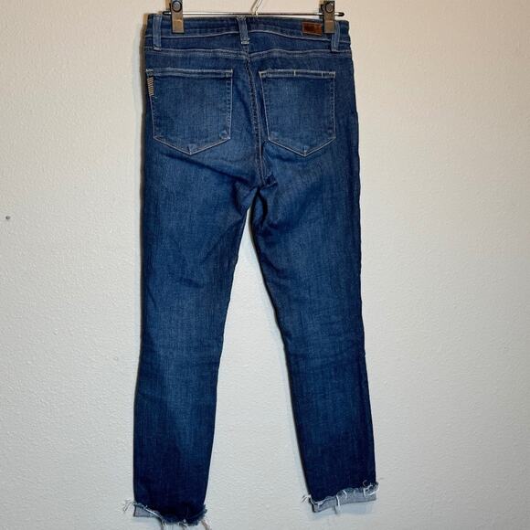 Paige womens jeans Verdugo ankle blue stretch denim cuffed raw hem Sz 27 US 4 - Picture 3 of 9